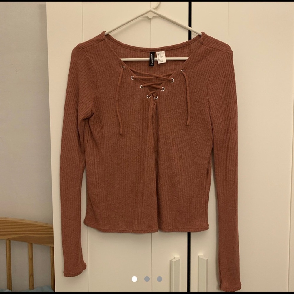 Burnt Orange H&M Lace Up Long Sleeve